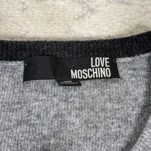 Y2K Love Moschino Wool Blend UK Flag Rhinestone Sweater - Picture 7 of 8